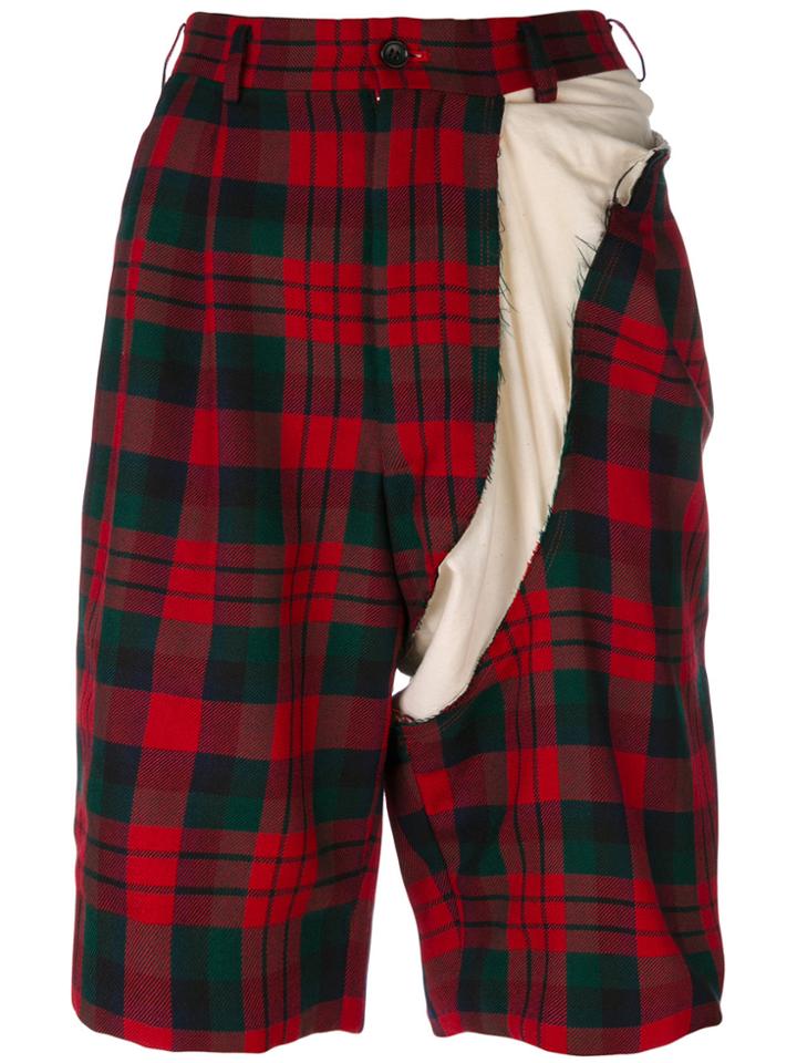 Comme Des Garçons Vintage Deconstructed Tartan Bermuda Shorts - Red