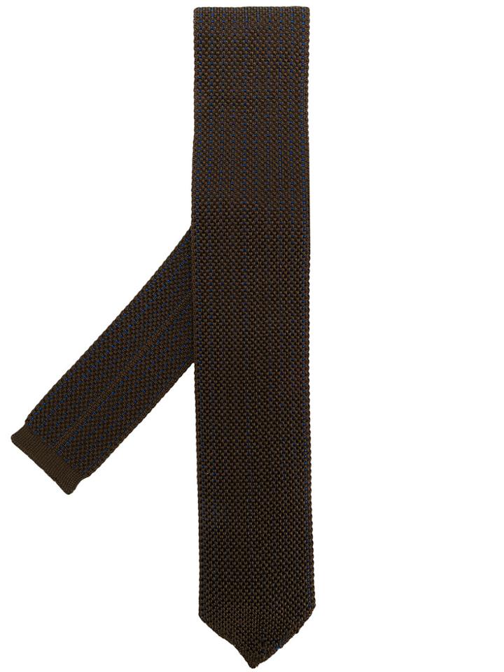 Lardini Knitted Polka-dot Tie - Brown