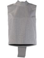Msgm Back Bow Check Top - Grey