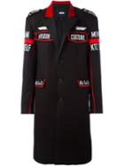 Ktz Patched Military Coat, Men's, Size: Large, Black, Wool