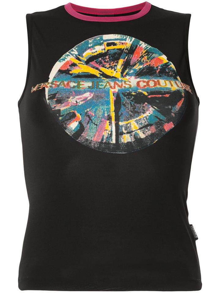 Versace Pre-owned Jeans Couture Print Tank - Black