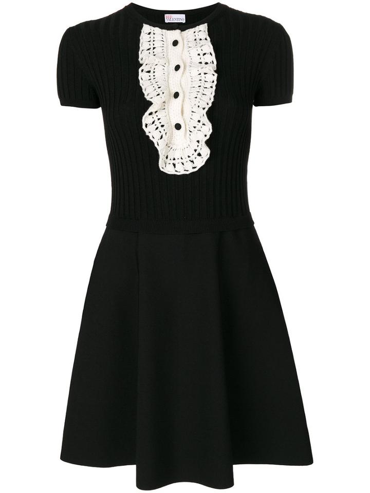 Red Valentino - Contrast Dress - Women - Polyamide/viscose - Xs, Black, Polyamide/viscose