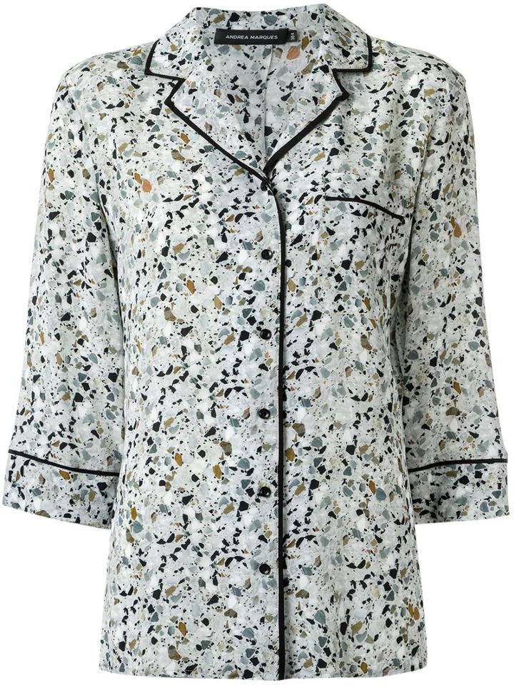 Andrea Marques All-over Print Shirt, Women's, Size: 40, White, Silk