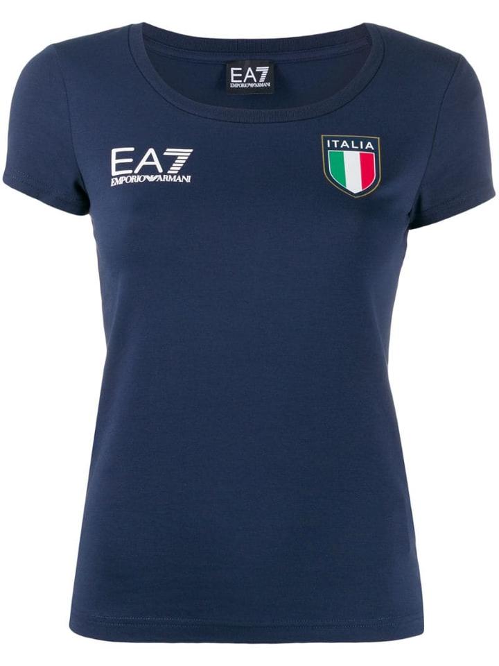 Ea7 Emporio Armani Italia Print T-shirt - Blue