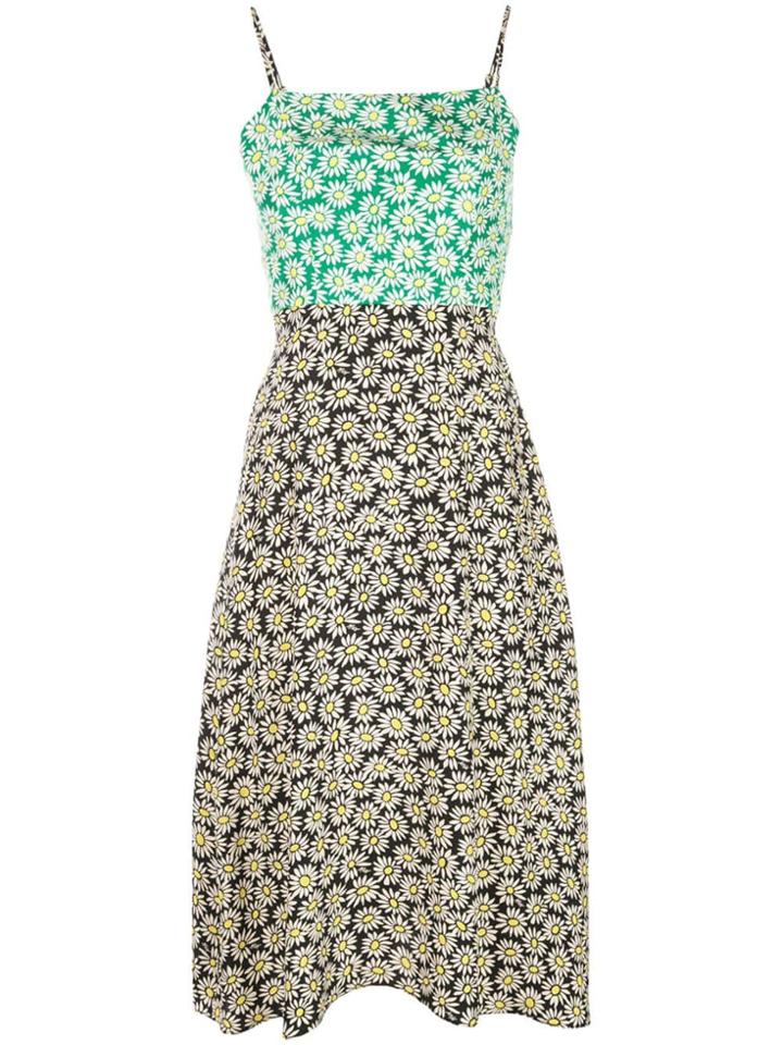 Hvn Daisy Print Dress - Green