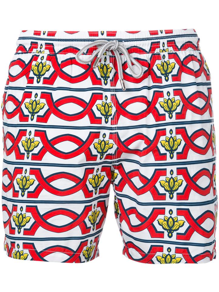 Capricode Geometric Print Swim Shorts - White