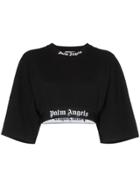 Palm Angels Logo Tape Cropped T-shirt - Black