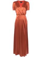 Saloni Wrap Evening Dress - Brown
