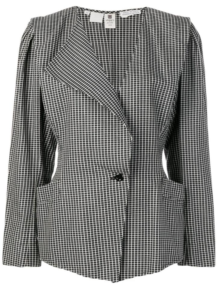 Emanuel Ungaro Vintage Single Breasted Check Blazer - Black