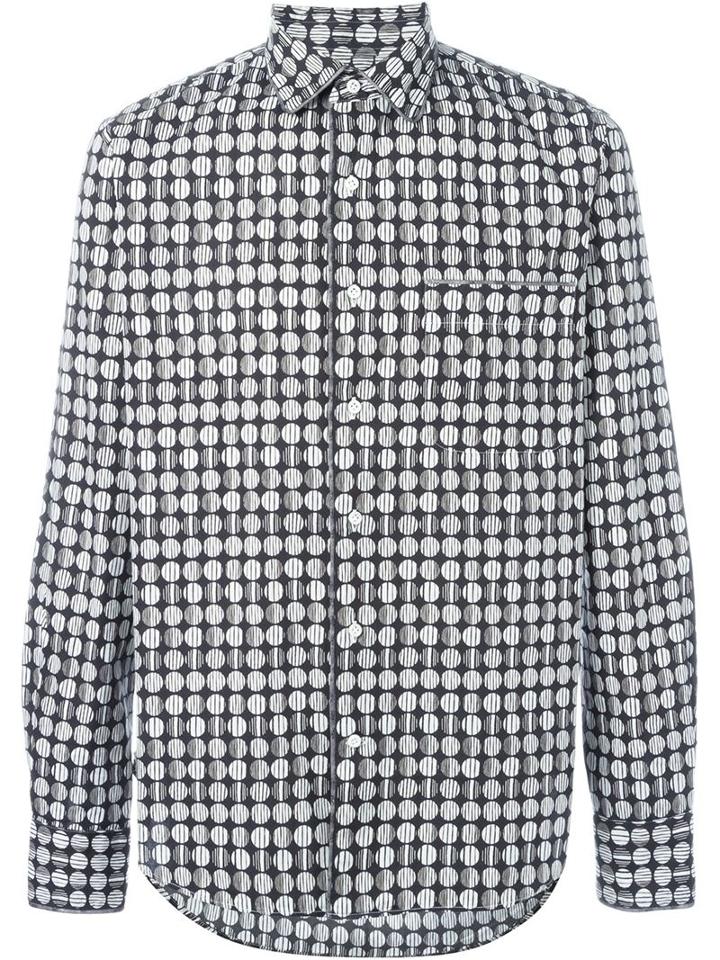 Gabriele Pasini Printed Shirt, Men's, Size: 40, Black, Cotton