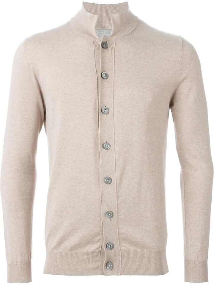 Eleventy High Neck Cardigan, Men's, Size: M, Nude/neutrals, Cotton