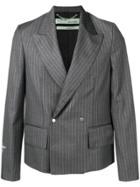 Off-white Fitted Pinstripe Jacket - Grey