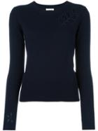 See By Chloé Cut-out Flower Jumper, Women's, Size: Medium, Blue, Cotton/nylon/viscose/wool