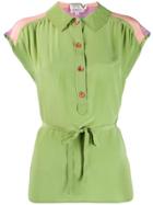 Valentino Pre-owned 1970's Striped Shoulder Top - Green