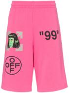 Off-white Graphic Print Cotton Track Shorts - Pink