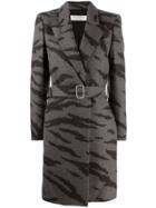 Philosophy Di Lorenzo Serafini Tiger-print Belted Coat - Black