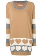 Twin-set Long Heart Knit Sweater - Neutrals