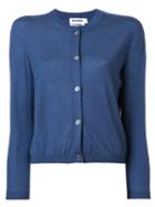 Jil Sander Round Neck Buttoned Cardigan, Women's, Size: 38, Blue, Silk/cashmere