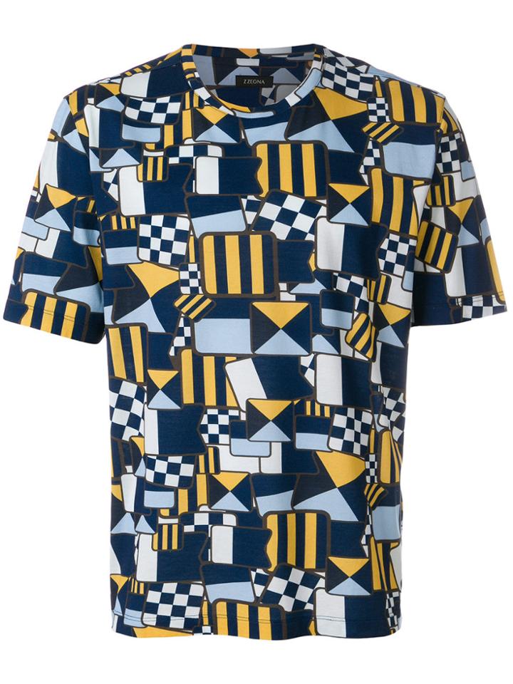 Z Zegna Casual Printed T-shirt - Blue