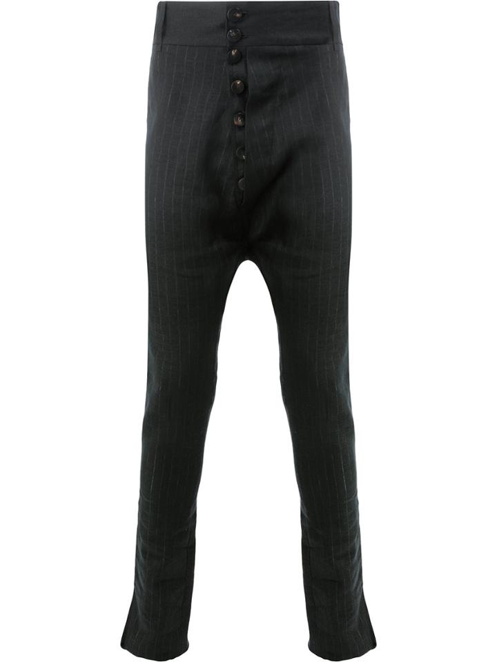 Cedric Jacquemyn Pinstripe Drop Crotch Trousers - Black