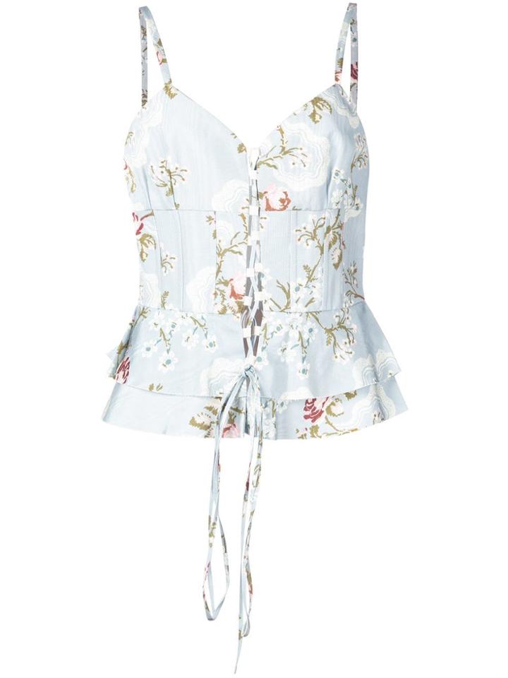 Brock Collection Printed Ruffled Top - Blue