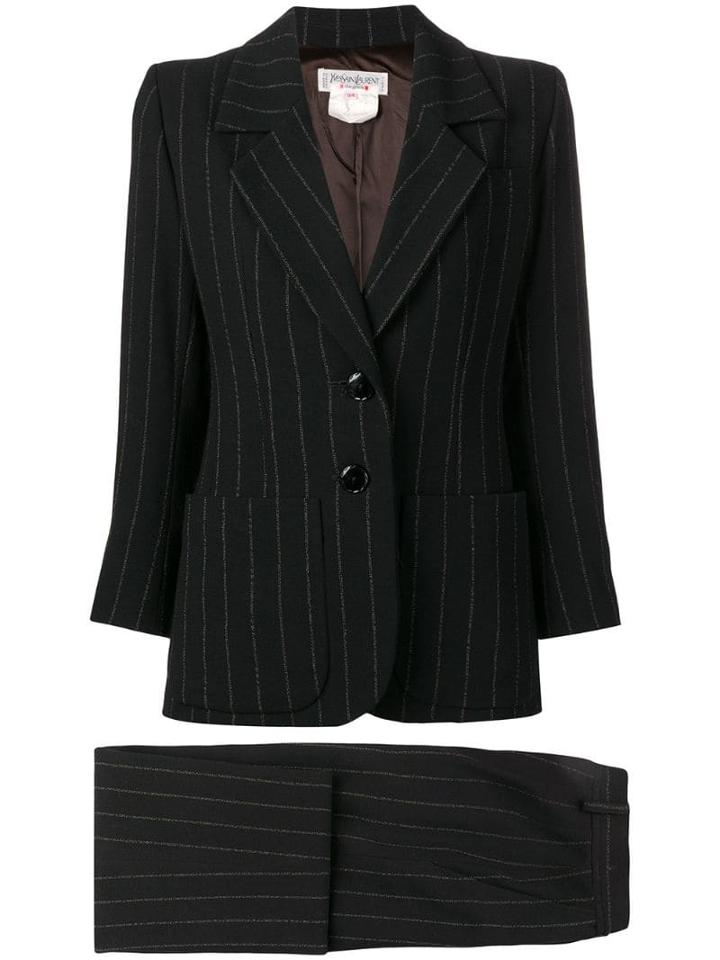 Yves Saint Laurent Pre-owned Pinstriped Skirt Suit - Black