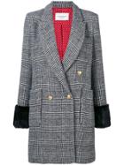 Forte Dei Marmi Couture Fur Trim Glen Check Coat - Black