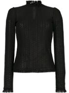Philosophy Di Lorenzo Serafini - Frilled Neck Lace Blouse - Women - Polyamide/polyester/other Fibers - 44, Black, Polyamide/polyester/other Fibers