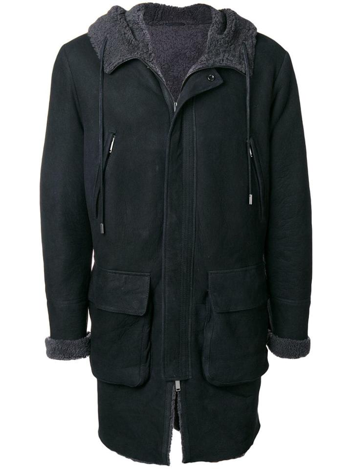 Desa 1972 Hooded Shearling Coat - Blue