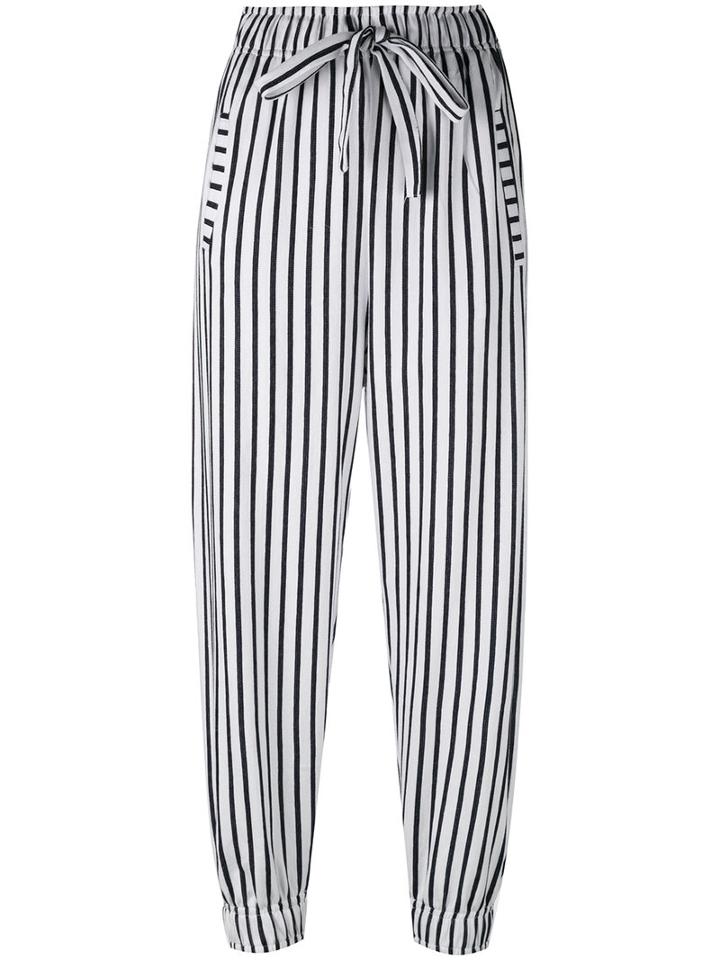 Numero00 - Striped Trousers - Women - Cotton - Xs, Blue, Cotton