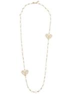 Salvatore Ferragamo Heart Pendant Pearl Necklace, Women's, Yellow/orange