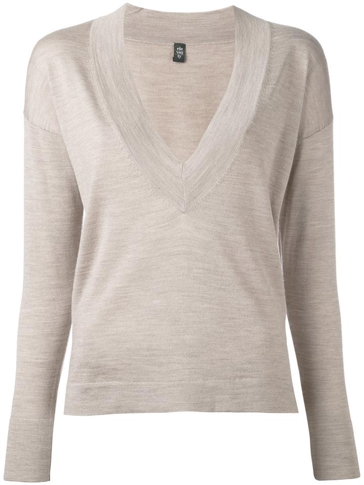 Eleventy - V-neck Jumper - Women - Silk/merino - L, Women's, Nude/neutrals, Silk/merino