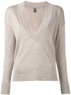 Eleventy - V-neck Jumper - Women - Silk/merino - L, Women's, Nude/neutrals, Silk/merino