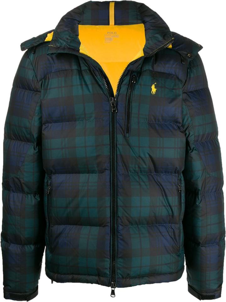 Polo Ralph Lauren Tartan Print Puffer Jacket - Green