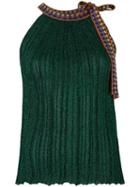 Missoni Pleated Halter Top, Women's, Size: 42, Green, Polyester/cupro/viscose