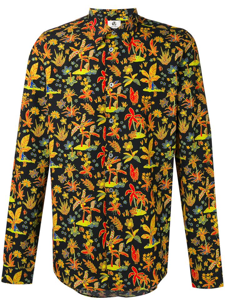 Ps By Paul Smith Floral Print Shirt, Men's, Size: Small, Black, Cotton