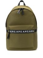 A.p.c. Logo Zipped Backpack - Green