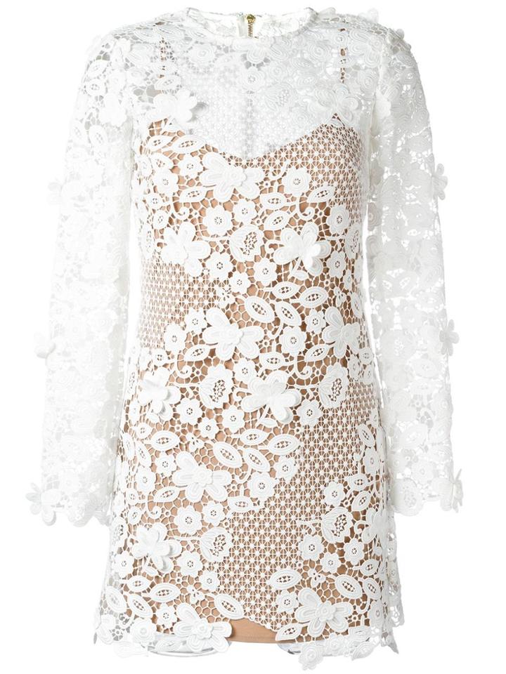 Self-portrait Floral Motif See-through Dress - White