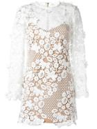 Self-portrait Floral Motif See-through Dress - White