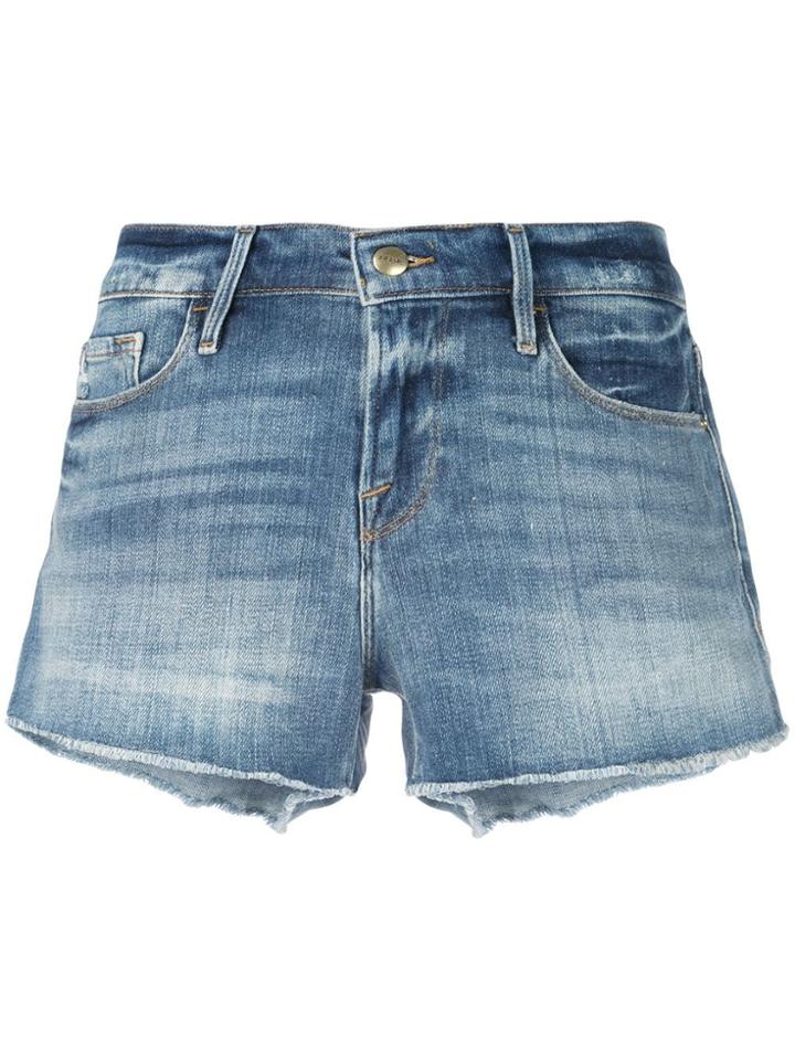 Frame Frayed Edges Denim Shirt - Blue