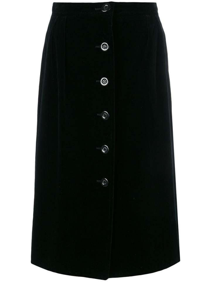 Emanuel Ungaro Vintage Velvet Midi Skirt - Black