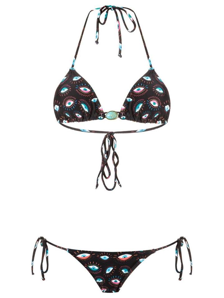 Brigitte Printed Bikini Set, Women's, Size: P, Black, Spandex/elastane/polyimide