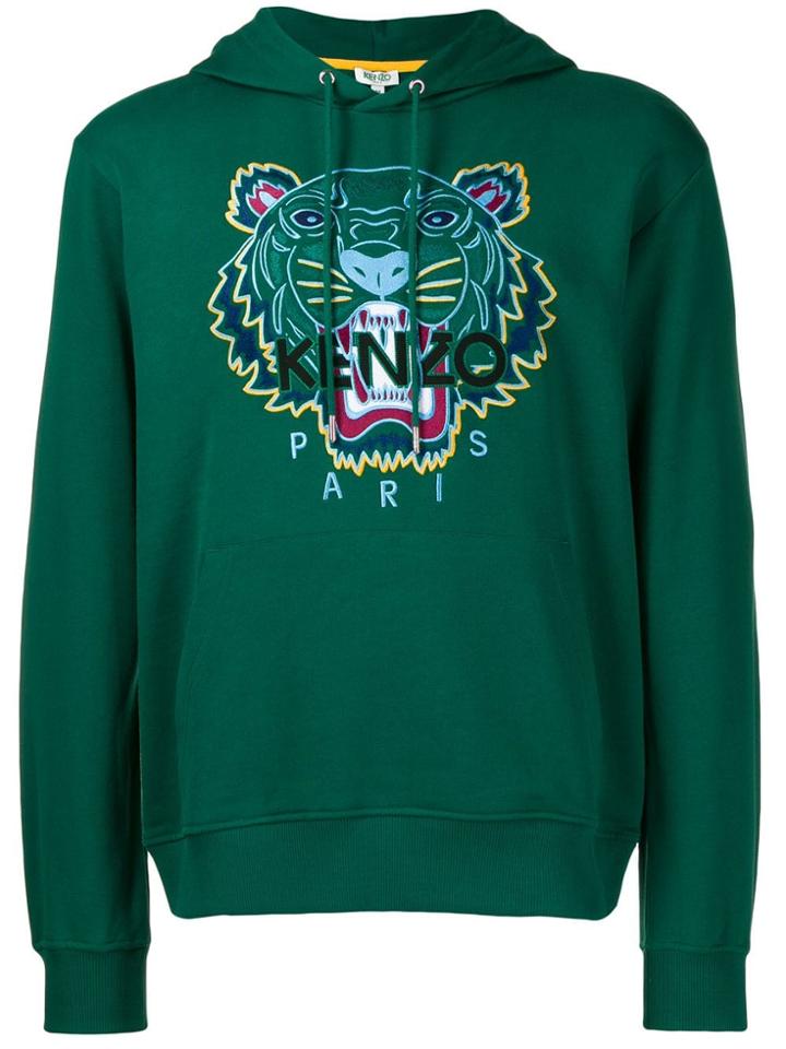 Kenzo Tiger Logo Embroidered Hoodie - Green
