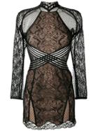 Alexander Wang - Sheer Lace Dress - Women - Silk/nylon/polyester/spandex/elastane - 2, Black, Silk/nylon/polyester/spandex/elastane
