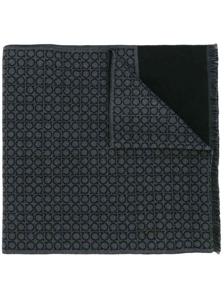 Salvatore Ferragamo - Branded Scarf - Men - Wool - One Size, Grey, Wool