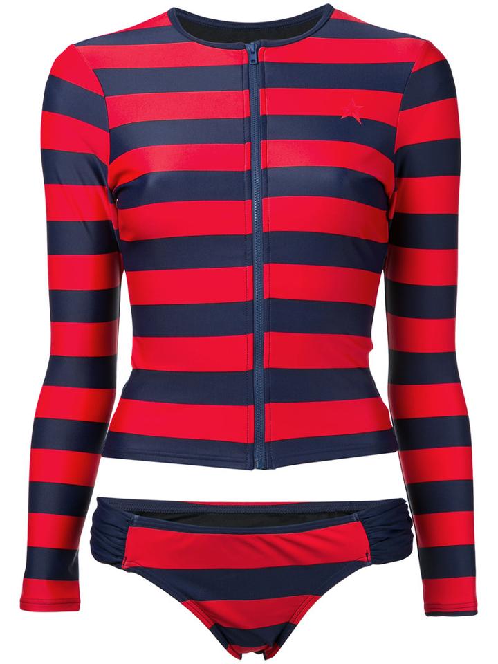 Perfect Moment - Stripe Rash Guard - Women - Polyamide/spandex/elastane - S, Red, Polyamide/spandex/elastane
