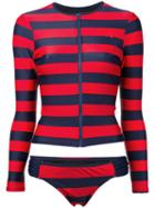 Perfect Moment - Stripe Rash Guard - Women - Polyamide/spandex/elastane - S, Red, Polyamide/spandex/elastane