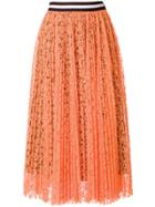 Msgm Pleated Lace Skirt - Yellow & Orange