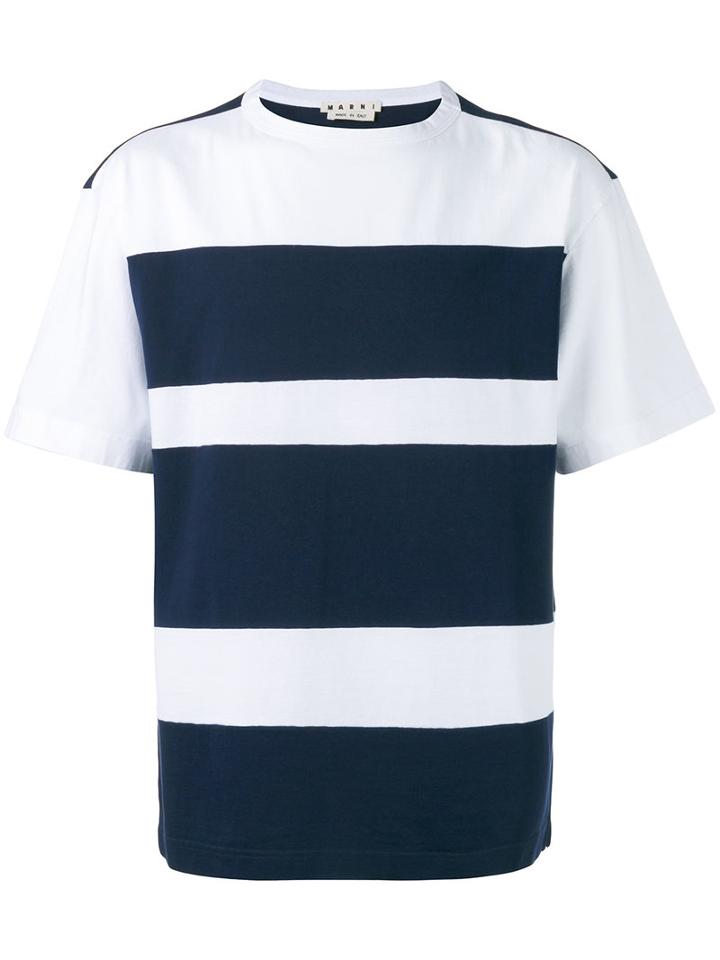 Marni Striped T-shirt, Men's, Size: 46, Blue, Cotton