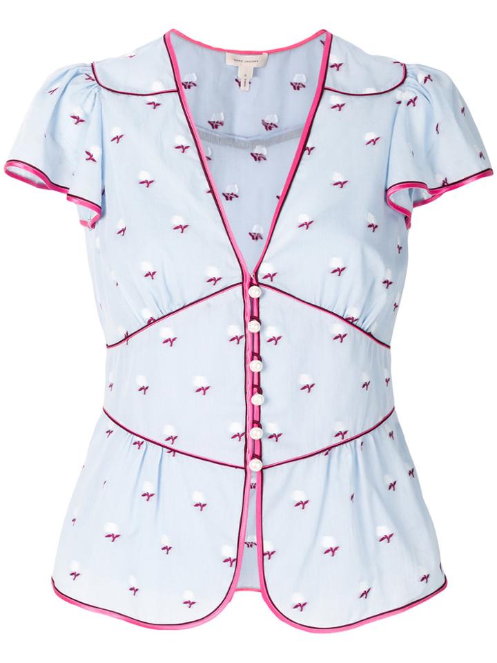 Marc Jacobs Floral Fil Coupe Blouse - Blue